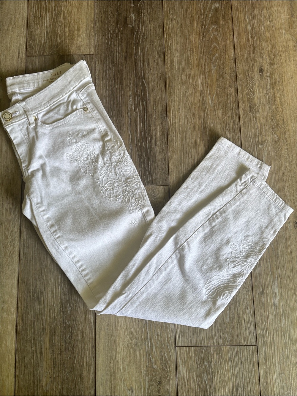 Lilly Pulitzer White South Ocean Skinny Crop Embroidered Sea Life Jeans